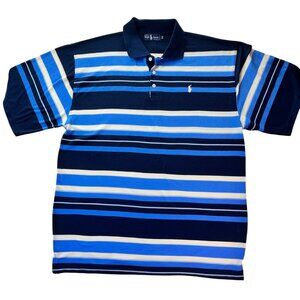 Ralph Lauren Polo Shirt XXXL Navy Blue Striped Short Sleeve Classic Fit Cotton B